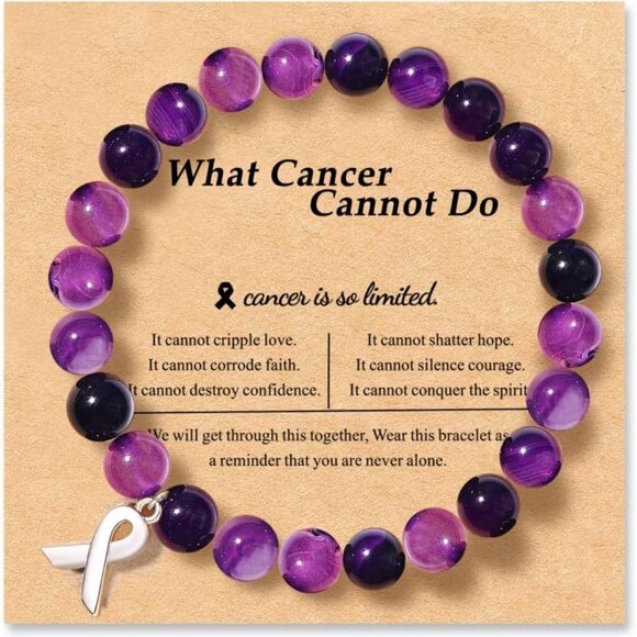 Jewelry - Natural Stone Healing Crystal Bracelets Inspirational Cancer Care Gift for Women